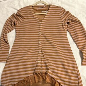 LOGO by Lori Goldstein 2 Piece Baby Waffle Layered Tank & Lace Hem Cardigan Set